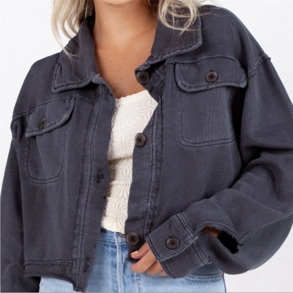Dark Gray Button-Up Jacket